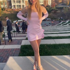 Regina Scuba Ruffle Dress in Pink